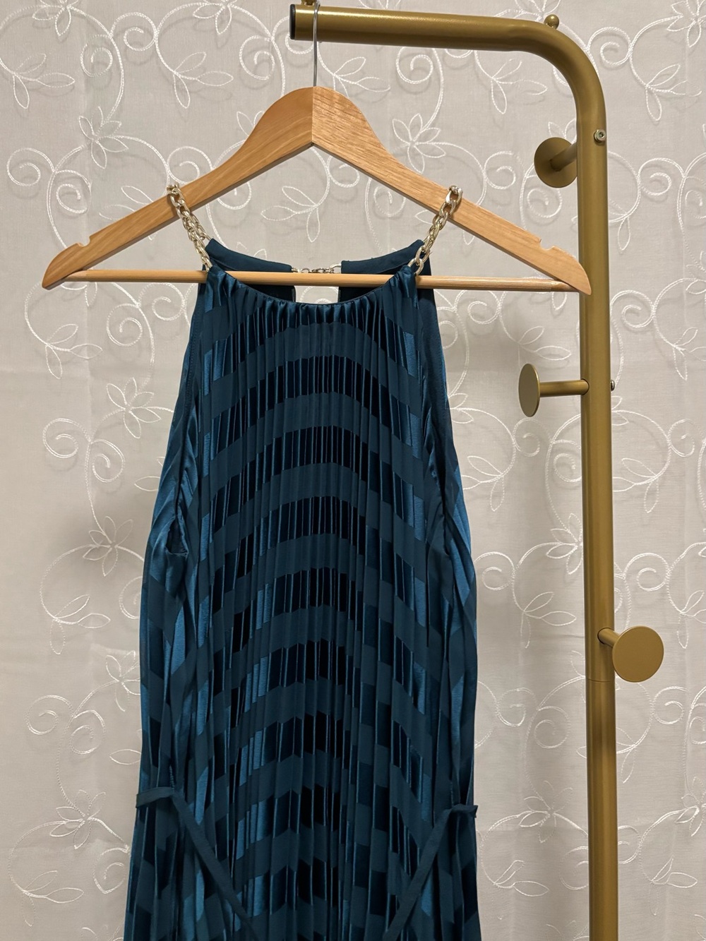 Ted Baker Pleated Halter Neck Maxi Dress Blue Size 3